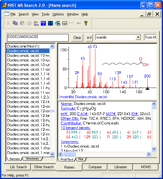 NIST 14 (2014/EPA/NIH) Mass Spectral Library (was NIST11)