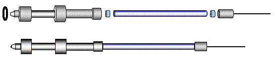 Figure 7 - Assembly of desorption tube with needle, connecting tube and 1 piece Vespel seals