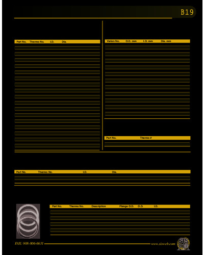 Thermo O-Rings and Gold Gaskets (Catalog B19)