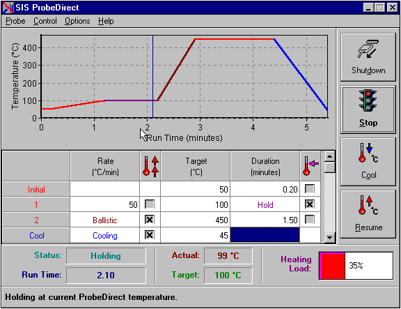 PC Screen for Probe Control