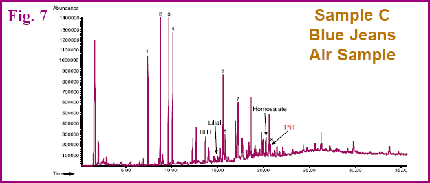 Figure 7 - GC chromatogram of Sample C - blue jeans air sample