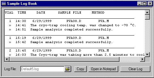 Figure 5 - Sample Log Screen