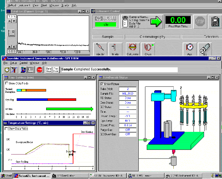 AutoDesorb System Windows operating within the Agilent ChemStation System
