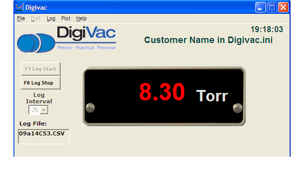 Digivac Bench Top Vacuum Gauge Plot Software