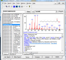 NIST 20 MS Search software screen