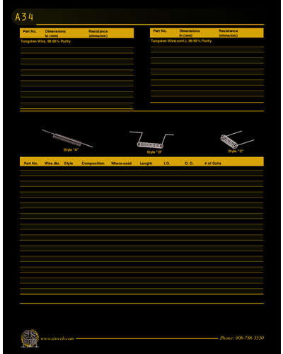 Filament & Heater Material/Heater Coils (Catalog A34)